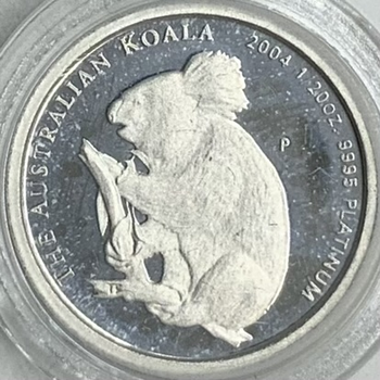 ●一点モノ● オーストラリア 2004年コアラ 1/20ｏｚ 5ドルプラチナ貨 曇り有 プルーフ