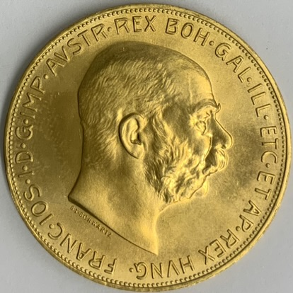 1913年オストリアハンガリー帝国フランツ・ヨーゼフ1世2コロナ銀貨ハイ