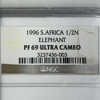 ●一点モノ● 南アフリカ 1996年KM203 1/2ナトゥラ ナトゥラ　象　金貨 【NGC：PF69 ULTRA CAMEO 1/2oz】 プルーフ