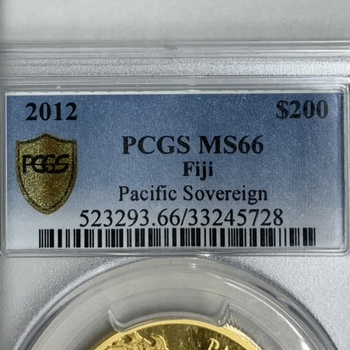 ●一点モノ● フィジー諸島 2012年KM215 200ドル パシフィック・ソブリン金貨 未使用 【PCGS：MS66】