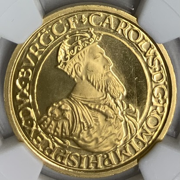 ●一点モノ● ベルギー 1987年KM167ローマ条約30年記念 50エキュー カルル5世金貨 プルーフ 【NGC：PF69 ULTRA CAMEO】