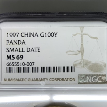 ●一点モノ● 中国 1997年 パンダ金貨  100元金貨 【NGC：MS69 1oz】 未使用