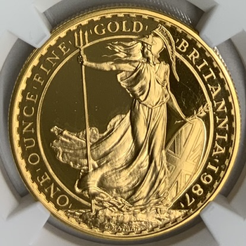 ●一点モノ● 英国 1987年 KM953 ブリタニア  100ポンド金貨 【NGC：PF65 ULTRA CAMEO 1oz】 プルーフ