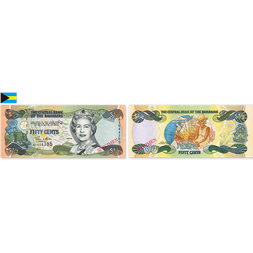 バハマ国 現行紙幣 1/2ドル 紙幣 未使用