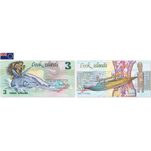クック諸島 現行紙幣 3ドル 紙幣 未使用