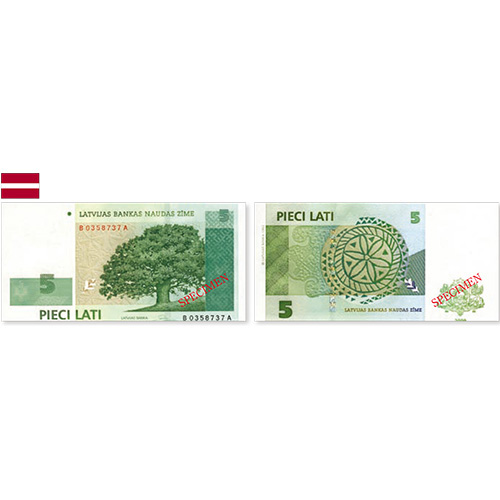 ラトビア共和国 現行紙幣 5ラッツ 紙幣 未使用