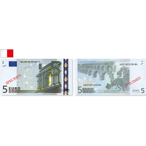マルタ共和国 現行紙幣 5ユーロ 紙幣 未使用