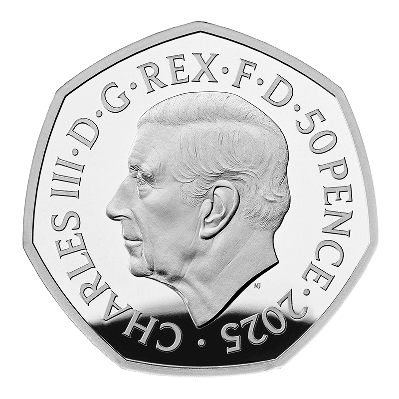 英国 2025年 ハリー・ポッター 空飛ぶ車 50ペンスカラー銀貨 未使用