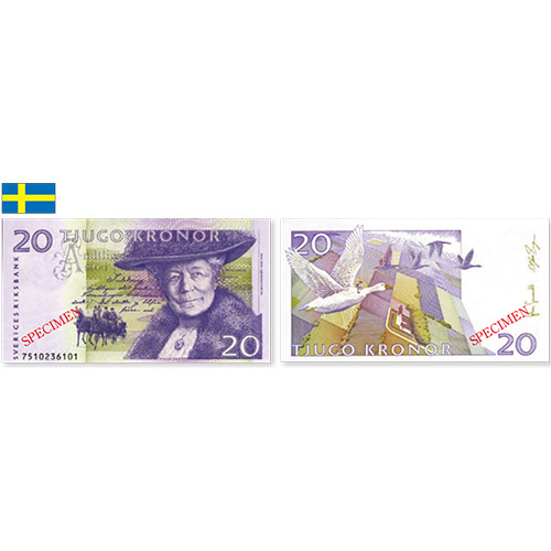 スウェーデン王国 現行紙幣 20クローナ 紙幣 未使用