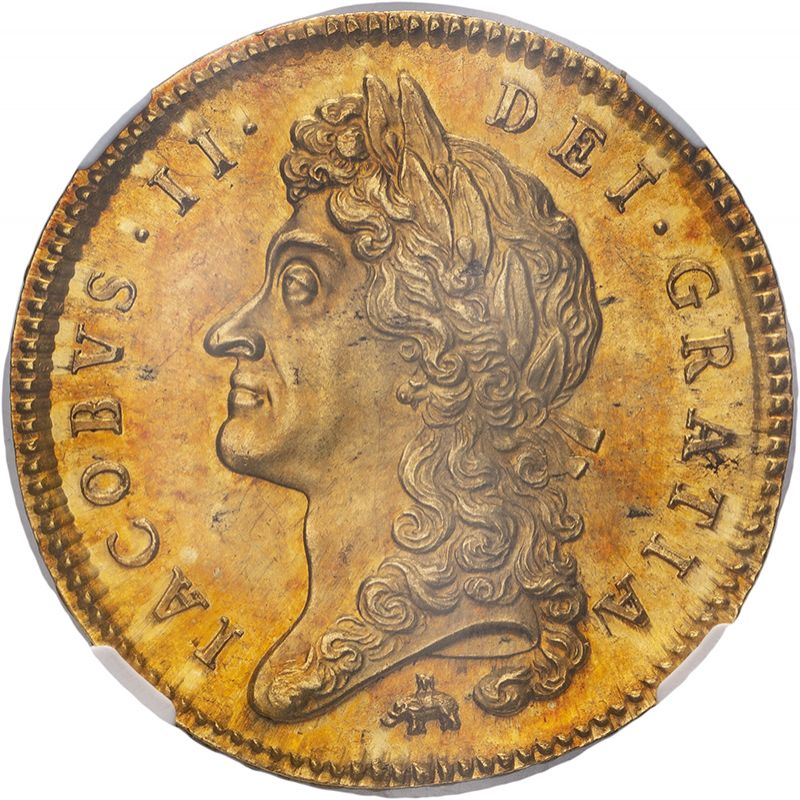 ○レアコイン○ 英国 1687年 ジェームズ2世 5ギニー金貨 NGC MS63 