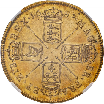 ●レアコイン● 英国 1687年 ジェームズ2世  5ギニー金貨 NGC MS63　／