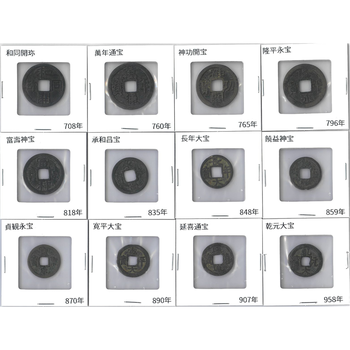 ●レアコイン● 日本 708-963年 皇朝十二銭 12種完揃セット 銅貨他 組合鑑定書付　／