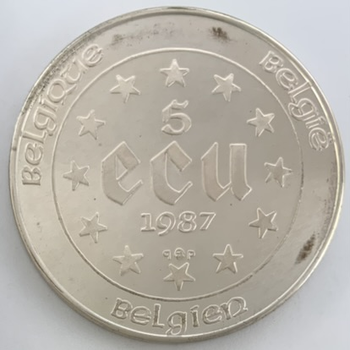 ●一点モノ● ベルギー 1987年 KM166-167 ローマ条約30周年記念 55エキュ－金・他貨 プルーフ