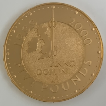 ●一点モノ● 英国 2000年KMｰ1006b 新千紀 5ポンド金貨  プルーフ