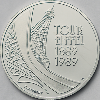●一点モノ● フランス 1989年  エッフェル塔100周年 5フランプラチナ貨 プルーフ