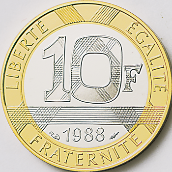 ●一点モノ● フランス 1988年  バスチーユ エンゼル図 10フラン金・他貨 プルーフ