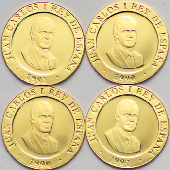 ●一点モノ● スペイン 1990-92年 バルセロナOP記念 20000ペセタ金貨4種プルーフセット
