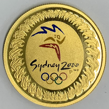 ●一点モノ● オーストラリア 2000年KM383　シドニーOP1次 オリンピックロゴマーク 100ドル金貨  プルーフ