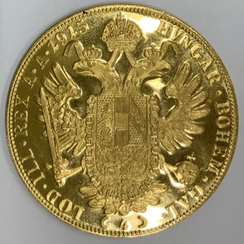 ●一点モノ● オーストリア 1915年KM2276 フランツ・ヨセフ 4ダカット再鋳金貨  プルーフライク