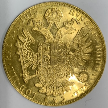 ●一点モノ● オーストリア 1915年KM2276 フランツ・ヨセフ 4ダカット再鋳金貨 プルーフライク 極美/未