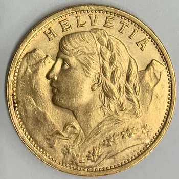 ●一点モノ● スイス 1897年KM35.1 ブレネリ　アルプスの少女 20フラン金貨 極美/未