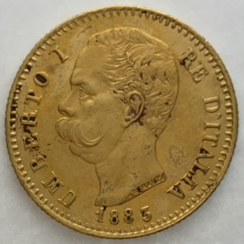 ●一点モノ● イタリア 1883年 ウンベルト1世 20リラ金貨  極美