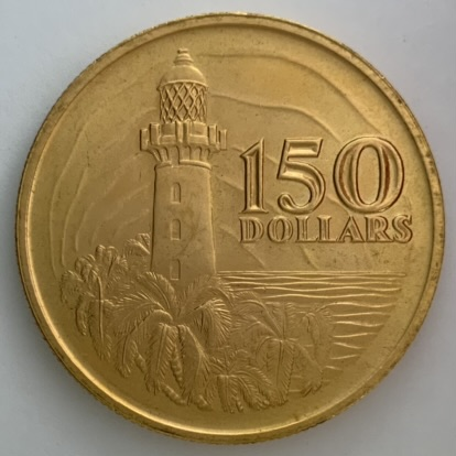 ○一点モノ○ シンガポール 1969年 創設150周年 灯台図 150ドル金貨 MS