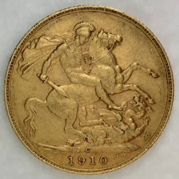 ●一点モノ● カナダ 1910年C エドワード7世 1ソブリン金貨  美/極美