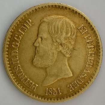 ●一点モノ● ブラジル 1851年 ペトロ2世 20000レイ金貨  EF 美極