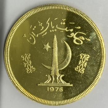 ●一点モノ● パキスタン 1976年KM44/Y34 W.W.F. マーコール 3000ルピー金貨  未使用