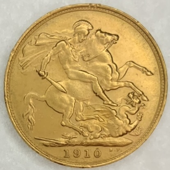●一点モノ● オーストラリア 1910年エドワード7世 Sミント 1ソブリン金貨  極未 MS