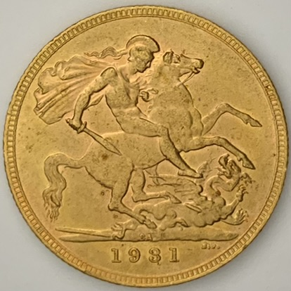 英国南アフリカ 1927年 ジョージ5世 ソブリン 金貨収蔵品放出 未使用超美品