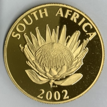 ●一点モノ● 南アフリカ 2002年国花プロテアシリーズ サッカー南アフリカ代表 25ランド金貨  プルーフ