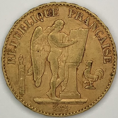 【TOP4位　女神の金貨】フランス 20フラン 金貨 アンティークコイン