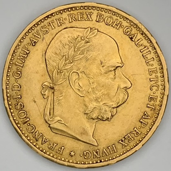 ●一点モノ● オーストリア 1898年オーストリア帝国 フランツ・ヨセフ 20コロナ金貨  極美 AU cleaned