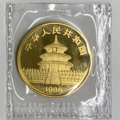 ○一点モノ○ 中国 1986年 Y104/F43 パンダ金貨 1/2oz 50元金貨 未使用