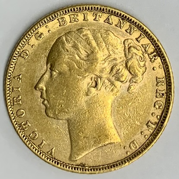 ●一点モノ● 英国 1872年KM752/Y15 ヴィクトリア女王　若年型 1ソブリン金貨  普通品