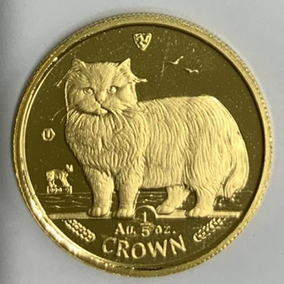 1989 マン島 キャットコイン 1クラウン 銀貨 プルーフ ペルシャ猫 