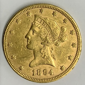 ●一点モノ● アメリカ 1894年Yｰ24a 通常貨 女神頭像 10ドル金貨 軽度クリーン 美品