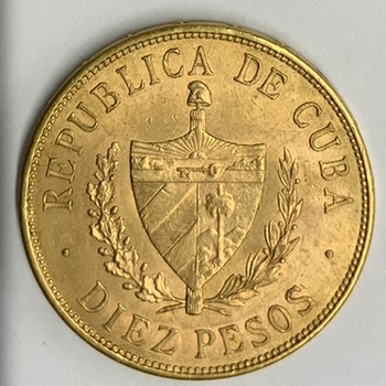 ●一点モノ● キューバ 1916年KM20/Y14 ホセ・マルチ像 10ペソ金貨  極美+