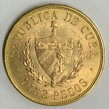 ●一点モノ● キューバ 1916年KM20/Y14 ホセ・マルチ像 10ペソ金貨  極美