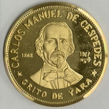 ●一点モノ● キューバ 1977年KM43/Y35 セスペデス像 100ペソ金貨  プルーフ