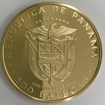 ●一点モノ● パナマ 1977年KM42/Y42 バルボア生誕500年記念 500バルボア金貨  プルーフ