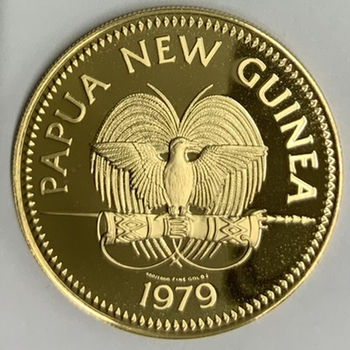●一点モノ● パプアニューギニア 1979年KM14 通常貨 4人の顔図 100キナ金貨  プルーフ