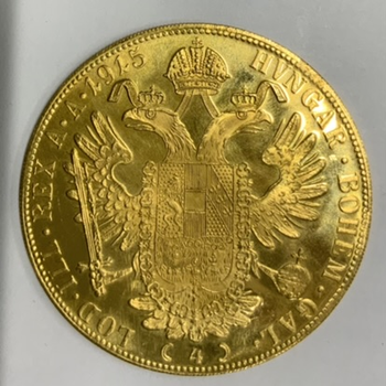 ●一点モノ● オーストリア 1915年KM2276 フランツ・ヨセフ 4ダカット再鋳金貨  未使用