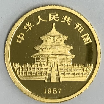 ●一点モノ● 中国 1987年Y125/F45 パンダ金貨 10元金貨 1/10oz プルーフ