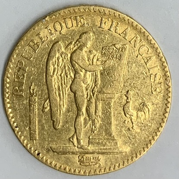 ●一点モノ● フランス 1849年AKM757 エンゼル 20フラン金貨 美品