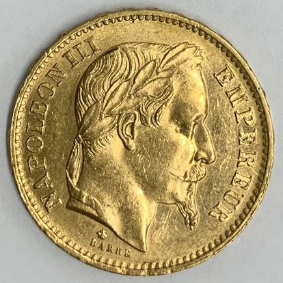 ○一点モノ○ フランス 1868年Aナポレオン3世 月桂冠 20フラン金貨 極 