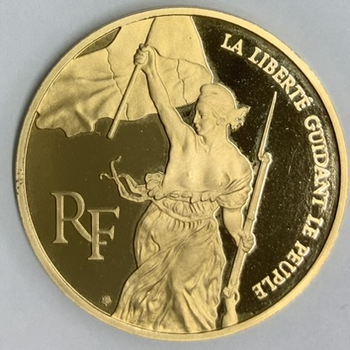 ●一点モノ● フランス 1993年ルーブル美術館200年記念 1次：民衆を導く自由の女神 100フラン金貨 プルーフ