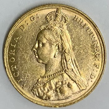 ●一点モノ● オーストラリア 1887年Mヴィクトリア女王 ジュビリー 1ソブリン金貨  美／極美